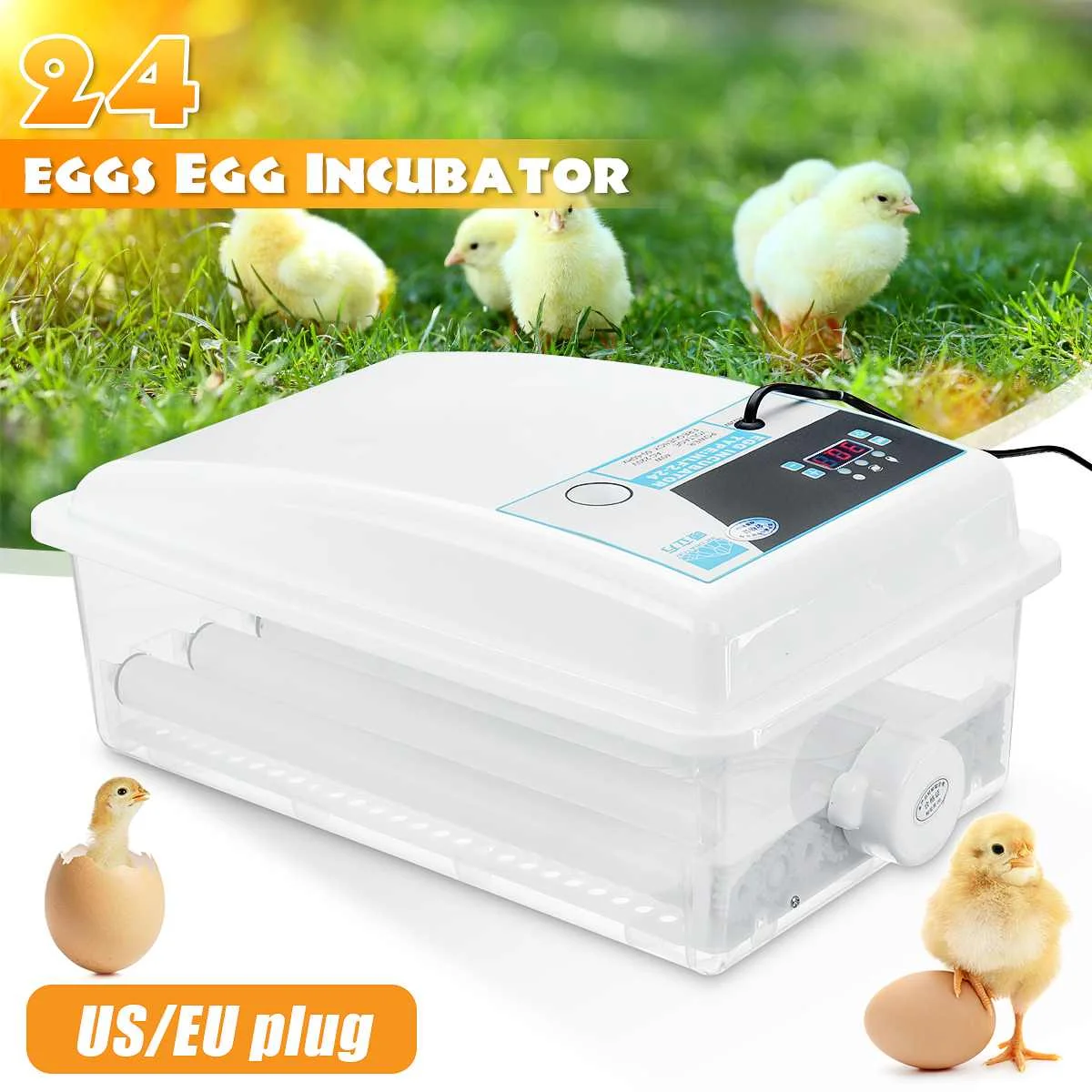 New 24 Eggs Automatic Egg Incubator Capacity Incubator Brood Machine Chicken Duck Egg Hatcher Electronic Incubator Equipment