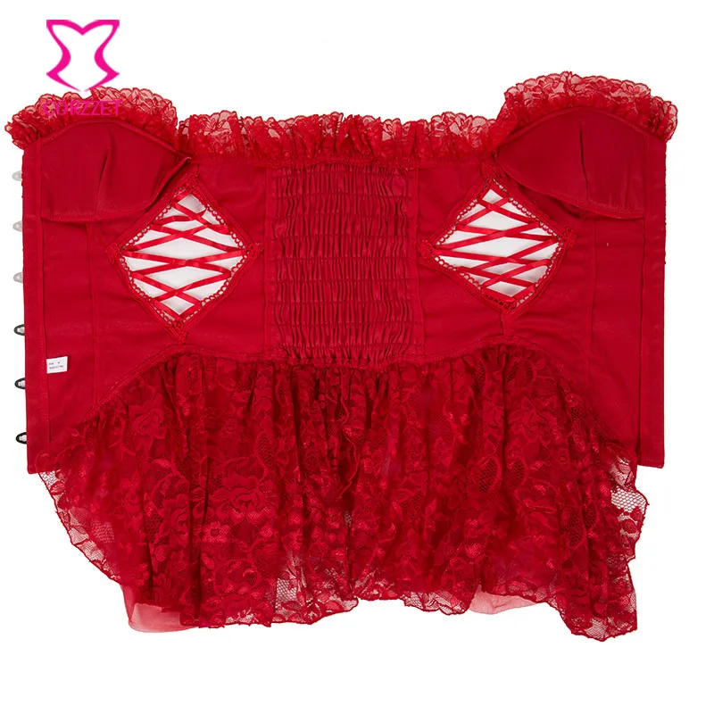 Vintage Red Lace Bustier Crop Top 🍓 The cutest - Depop