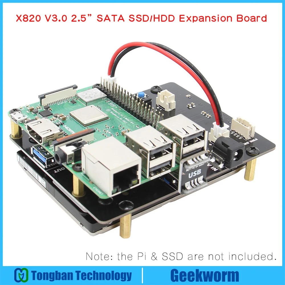 Raspberry Pi 2," SATA HDD/SSD Плата расширения хранения, X820 V3.0 USB 3,0 мобильный жесткий диск модуль для Raspberry Pi 3 Модель B+/3B