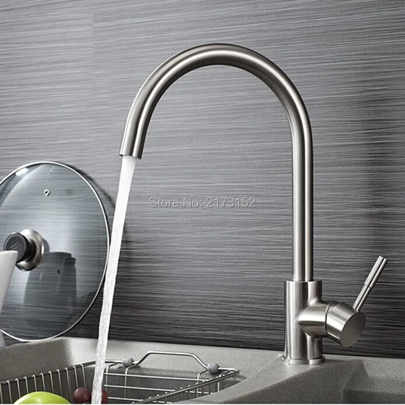 

Free Shipping Chrome Rotatable Single Handle Kitchen Faucet Modern Swivel Curved Stainless Steel Basin Sink Mixer Tap C-006