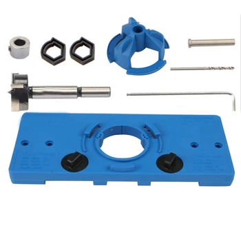 

35Mm Concealed Hinge Drilling Jigs Hinge Hole Saw Jig Drilling Guide Locator Hole Opener Door Cabinets Woodworking Diy Tool Se