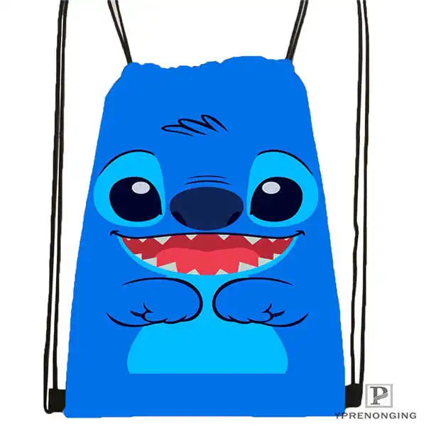 Custom Lilo Stitch Happy Drawstring Backpack Bag Cute Daypack Kids Satchel Black Back 31x40cm 180612 02