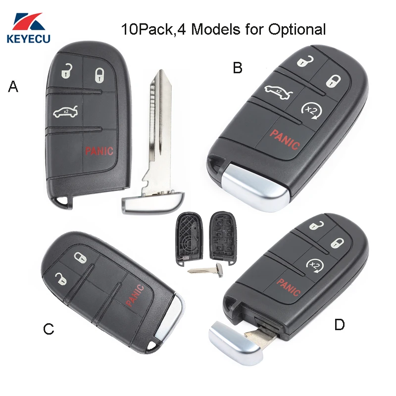 KEYECU 10X Replacement Remote Key Shell Case Fob for Chrysler 300