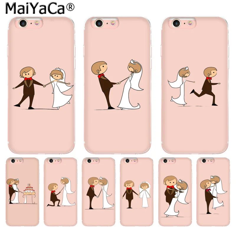 

MaiYaCa wedding Bride and groom silicone Luxury Phone case for Apple iphone 11 pro 8 7 66S Plus X 5S SE XS XR XS MAX
