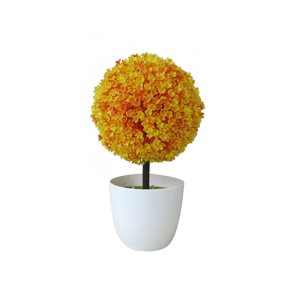Yellow Orange Красочные круглые пластиковые растения Цветочный горшок травяной шар топиарный Сад домашний офис декоративный горшок для цветов настольные цветочные горшки домашний декор - Цвет: Yellow Orange