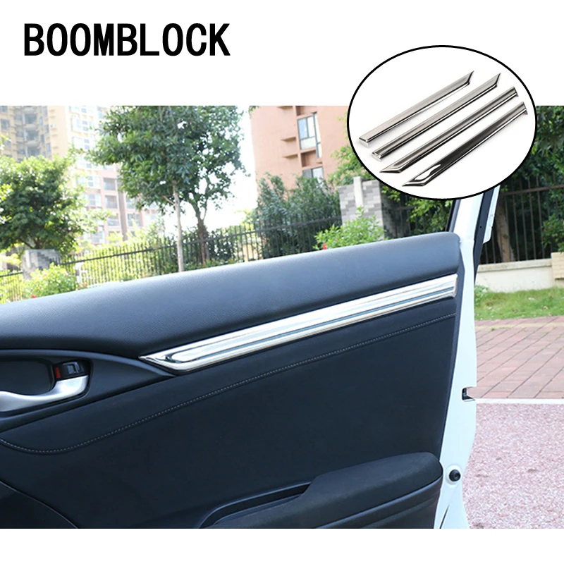 

Auto Car Styling Stickers For Honda Civic 2018 2019 2016 2017 10th Civic Door Frame Strips Covers Stainless Steel Accessories