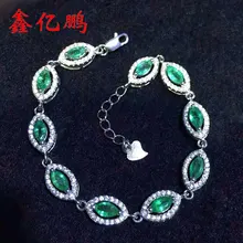 Браслет из серебра 925 пробы с натуральным изумрудом