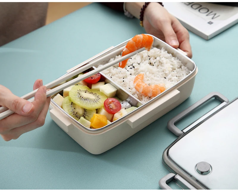 TUUTH New Stainless Steel Lunch Box Independent Lattice For Kids Bento Box Portable Leak-Proof Bento Lunch Box Food Container A2