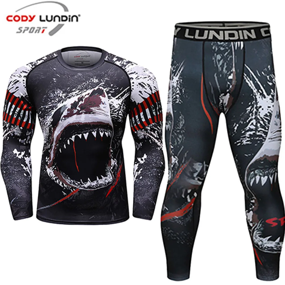 Bjj gi Mma Rashguard мужская футболка + штаны с длинным рукавом наборы 3D колготки