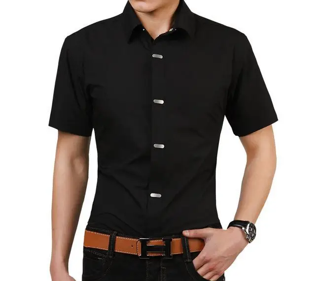 Мужская рубашка с коротким рукавом Camisa Masculina MC072 повседневная приталенная