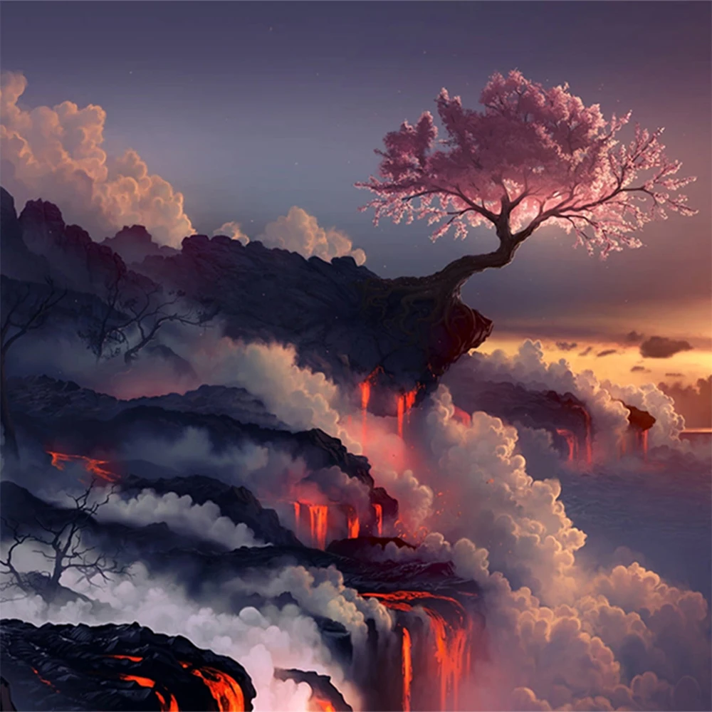 

LI LOYE Round crystal Cross Stitch picture Diamond Embroidery The tree on the cliff home decor Diamond painting mosaic art RT641