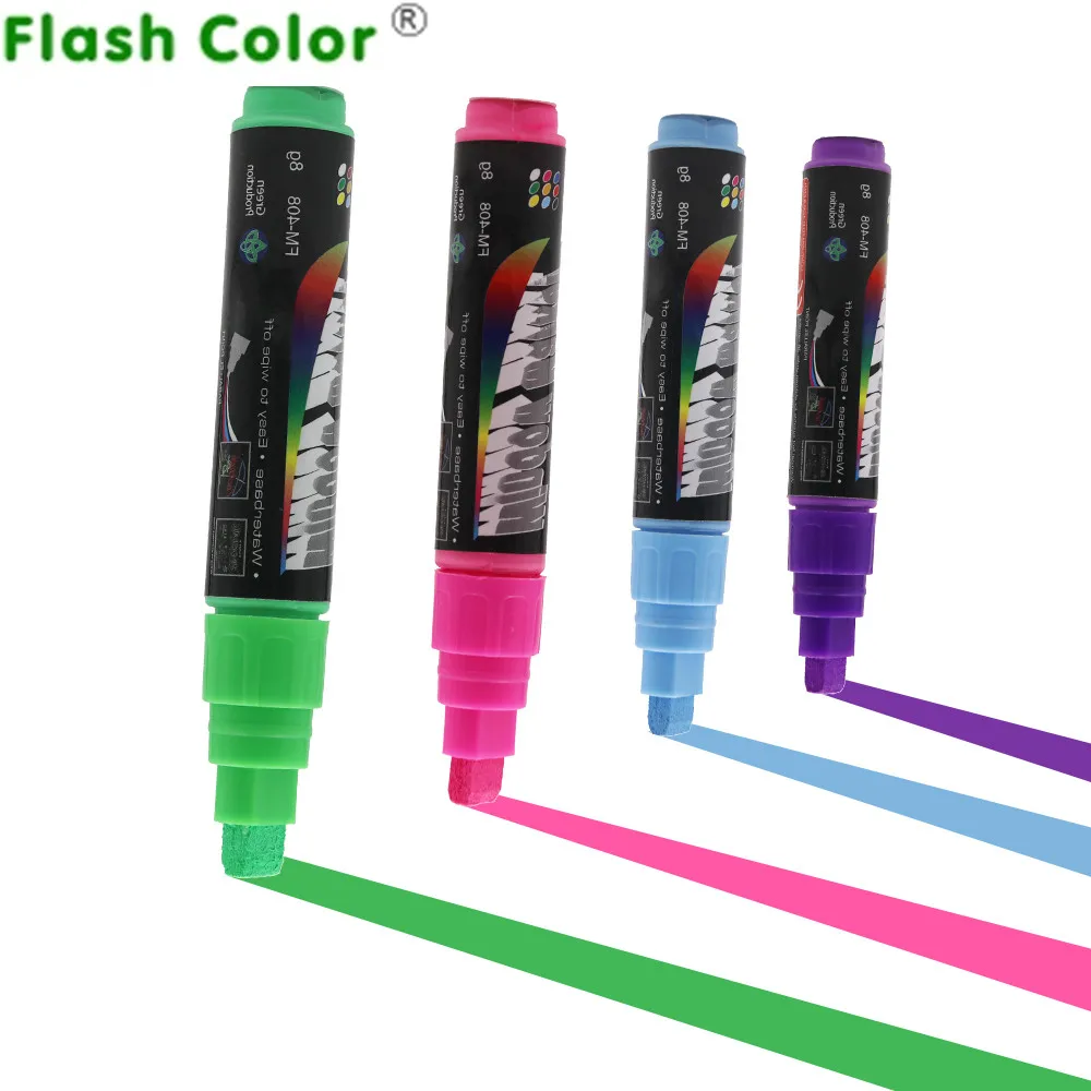 

Flashcolor 100sets colorful Fluorescent Liquid Chalk Marker Pen 8mm tip 8 colors for LED Writing Board ,Marker Lable,Window,Cup
