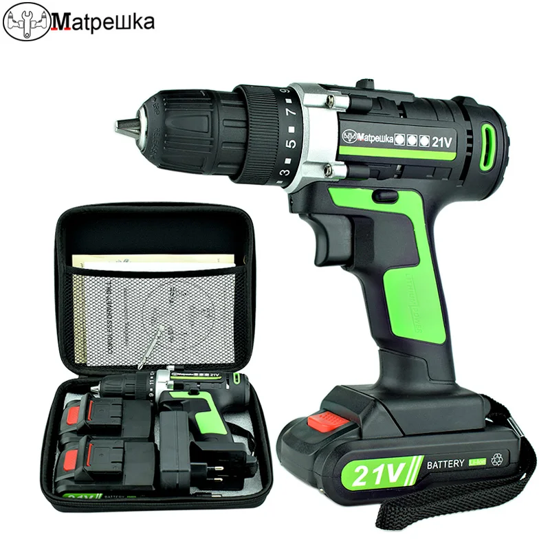 High Quality 21V Power Tools Home Cordless Electric Screwdriver Multi Function Rechargeable Mini Electric Drill 2