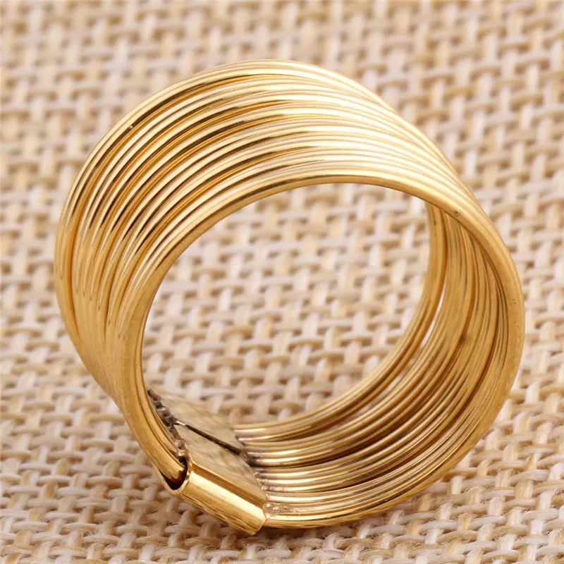 ROMAD 316L Нержавеющая сталь золото Цвет многослойная кольца для Для женщин Обручение обручальные кольца Мода Jewlry anillos mujer R3