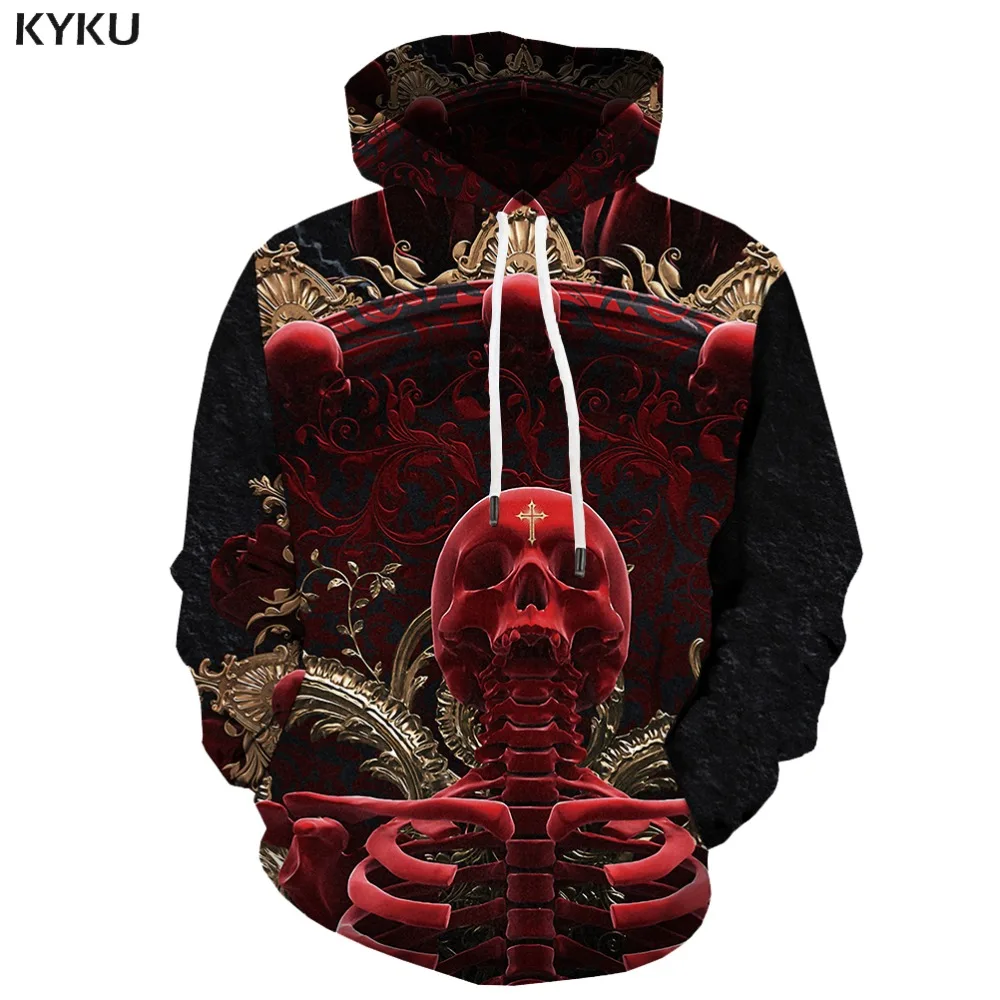 KYKU Brand Skull Sweatshirts men War Hoody Anime Flame Sweatshirt Printed Ocean 3d Printed Cloud Hooded Casual Long Sleeve