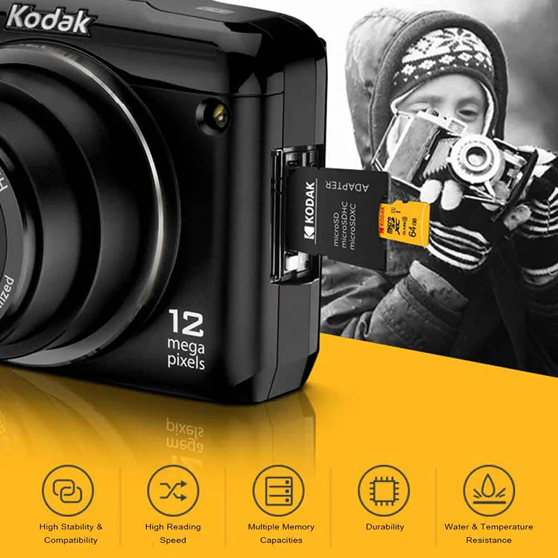 Kodak высокая скорость 16 ГБ 32 ГБ 64 ГБ 128 Гб карта TF/Micro sd карта памяти класс 10 U1 флэш-карта памяти mecard Micro sd kart