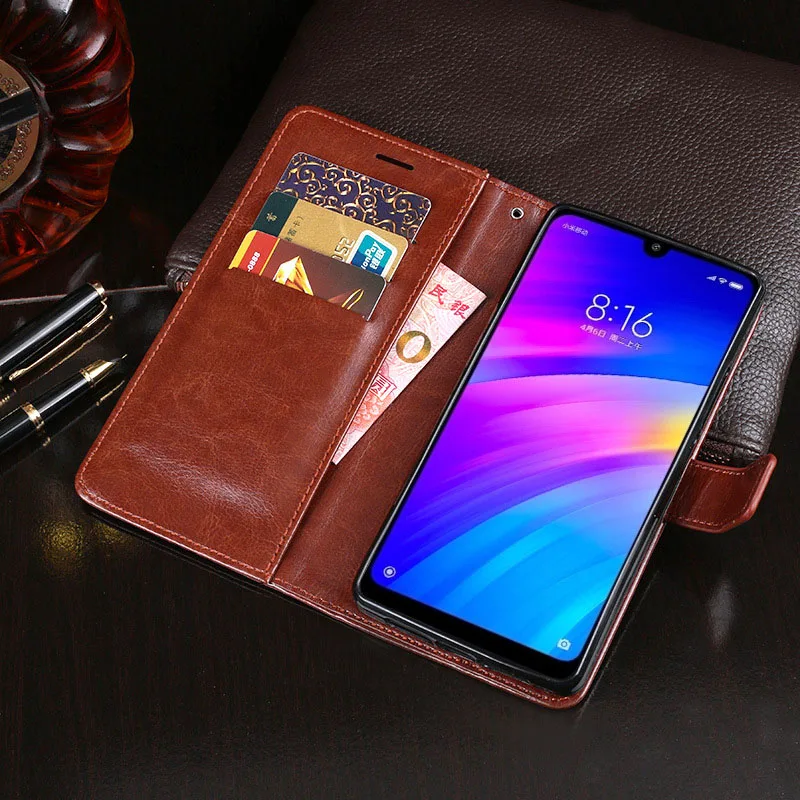 Чехол для Xiaomi Redmi 7 деловой чехол из искусственной кожи Xiomi Note Pro откидной бумажник