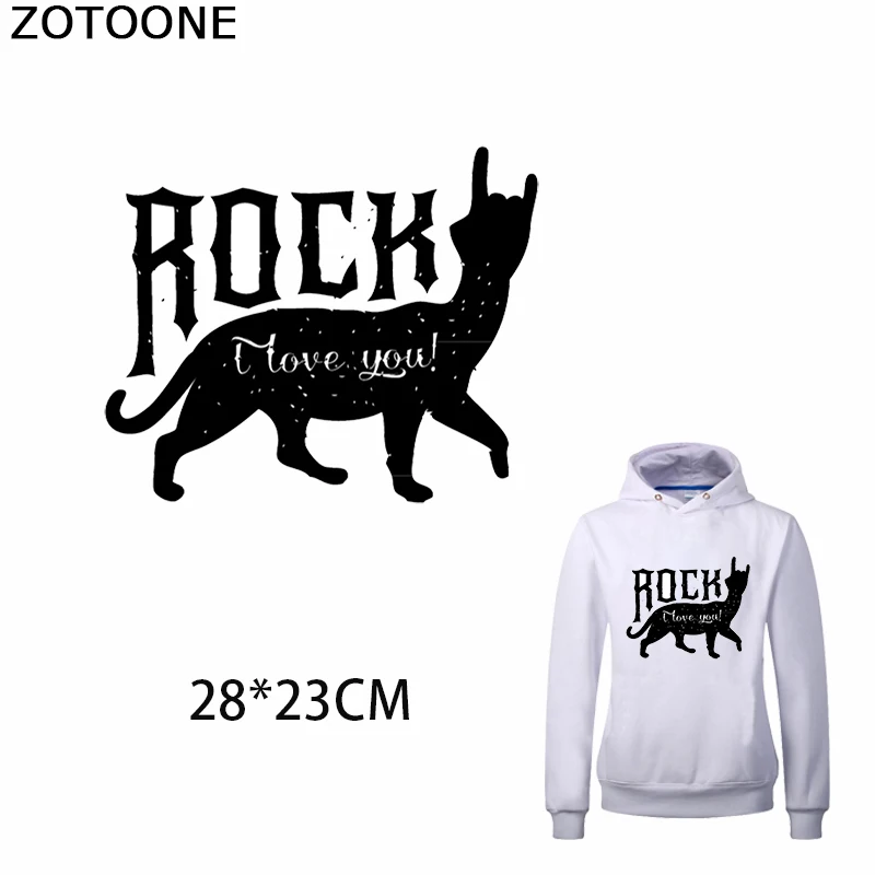 

ZOTOONE Let's Rock Patch Iron on Transfers for Clothing Kitty Applique Patches Stickers on Clothes DIY Heat Transfer Application
