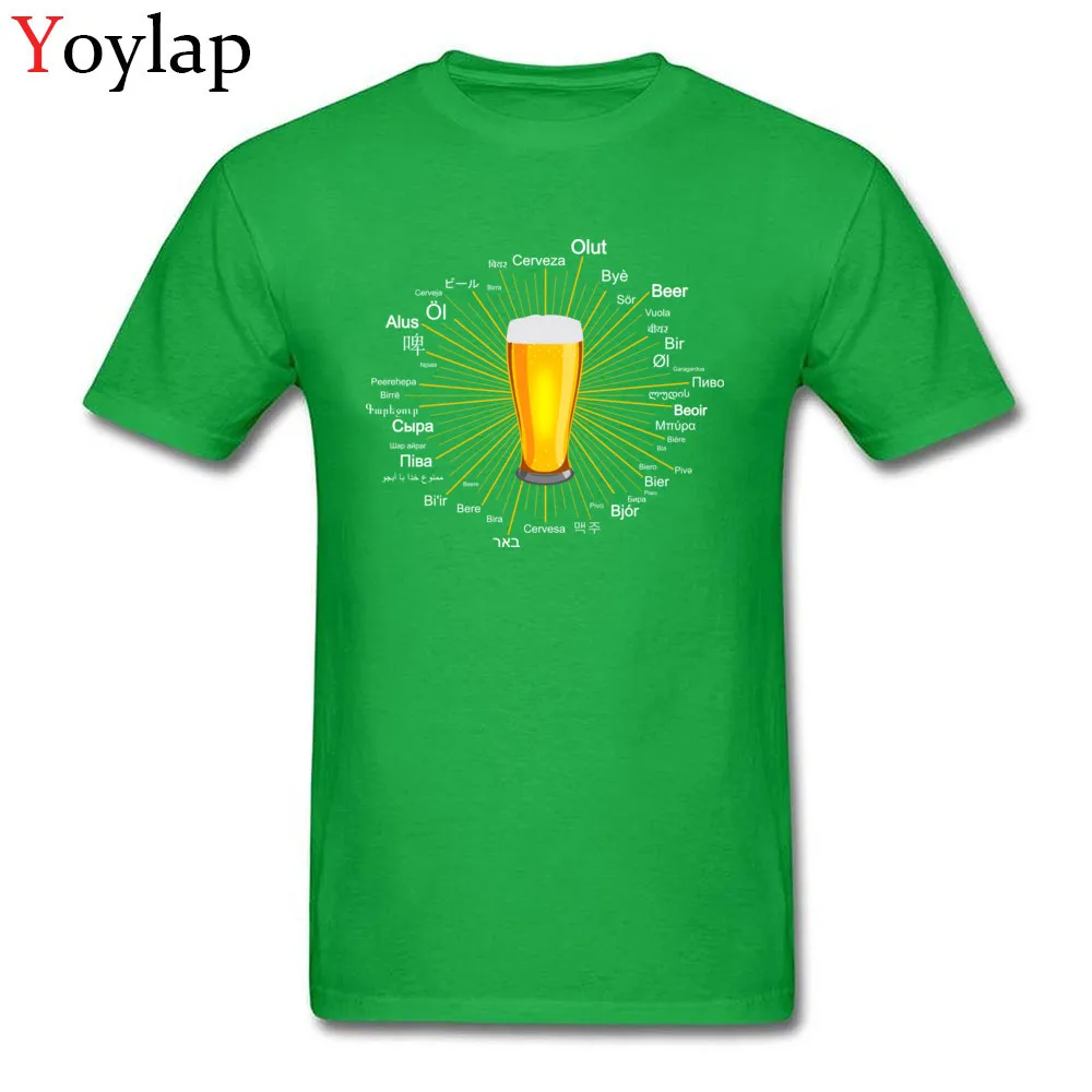 New Arrival Classic Tops T Shirt Beer in 45 different languages Summer Fall 100% Cotton Round Collar Boy T Shirt Classic Sweatshirts green