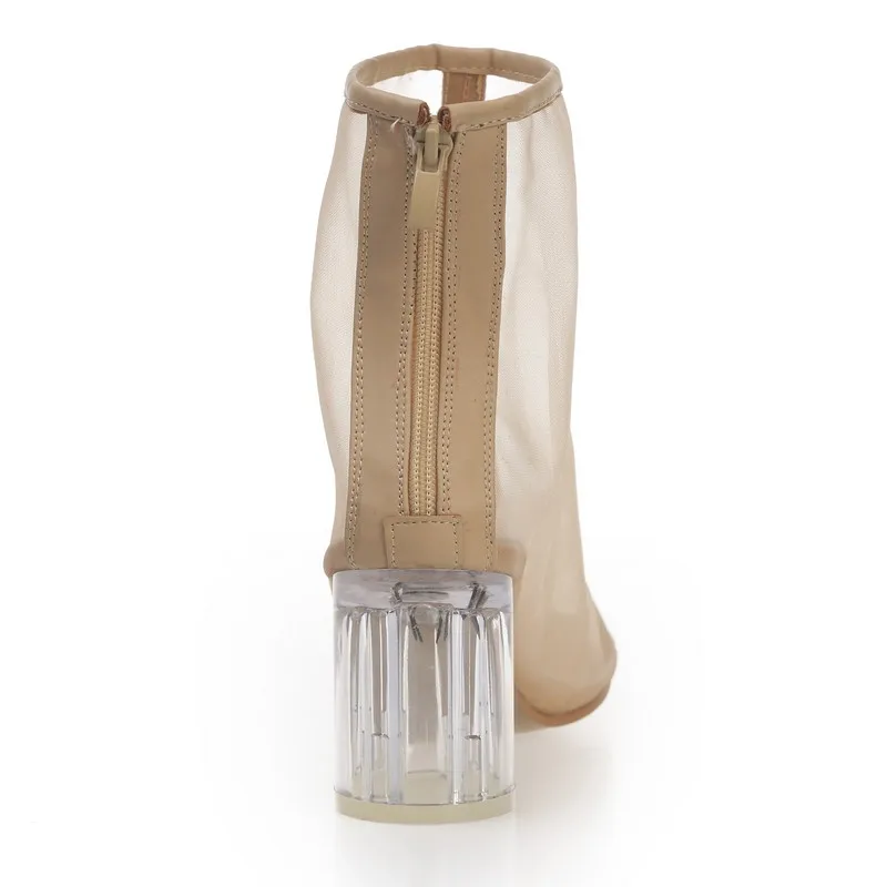 Summer Women Sandals Ankle Boots Sexy Pointed Toe Clear High Heels Shoes Woman Crystal Round Heels Nude Black Sandals Lady Pumps (17)