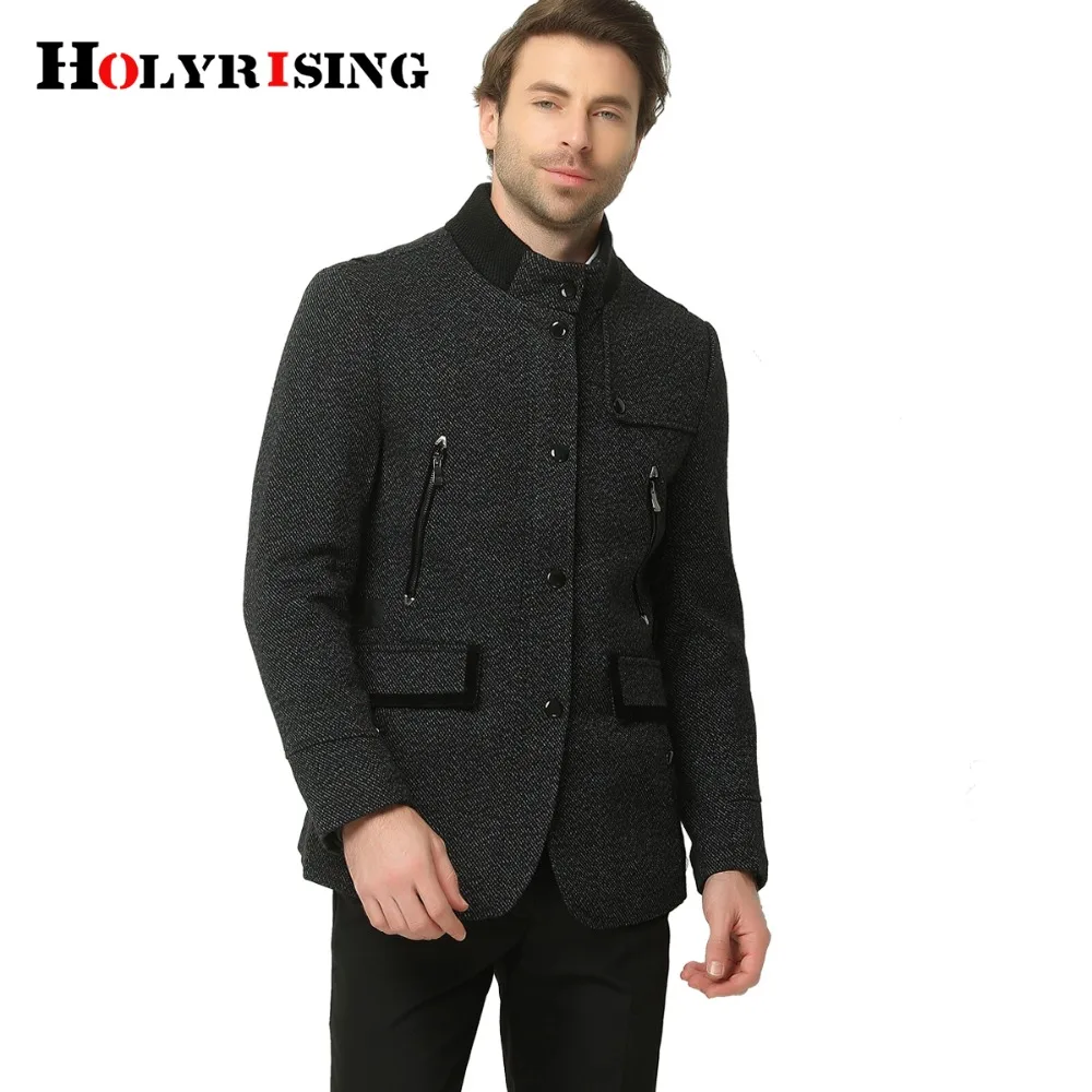 Classic Autumn Men's Wool Coats thin Casual Woolen Coat Zipper Slim Jackets Coats Overcoat Male