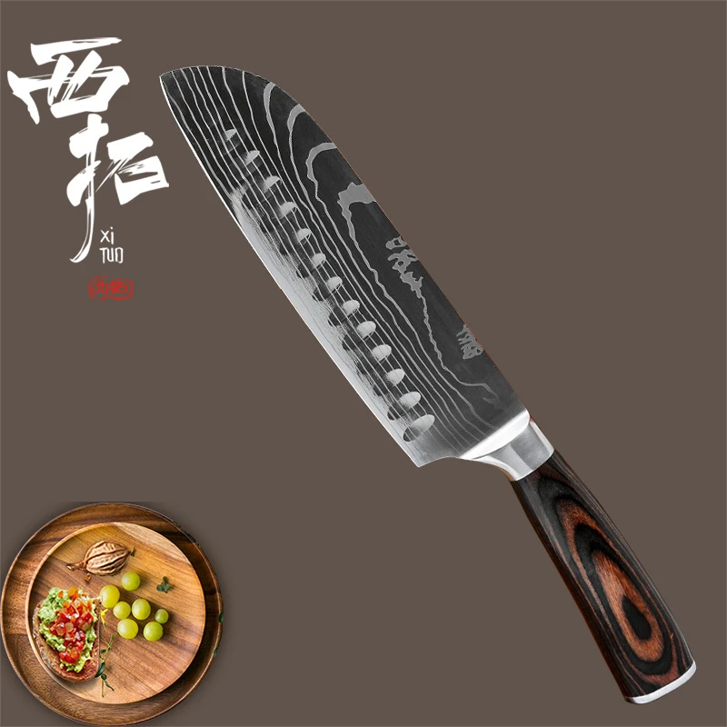 

XITUO 7 inch chef knife professional Japanese practical anti-stick Santoku meat Cleaver sliced fruit sharp knife kitchen knives
