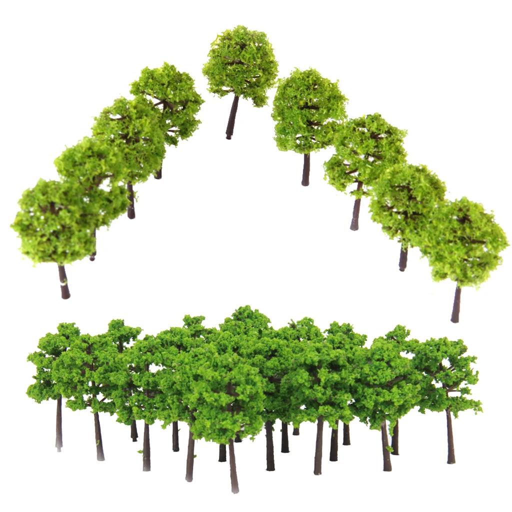 80Pcs 5cm Height Green Tree Models for RR Railway Diorama Park Garden Scenery Building Accessory
