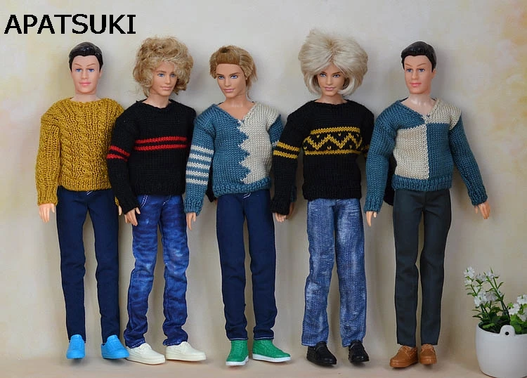 Высокое качество ручной работы, повседневный вязаный свитер, Одежда для Барби, парень Кэн, кукла, верхнее пальто, одежда, мужская кукольная одежда