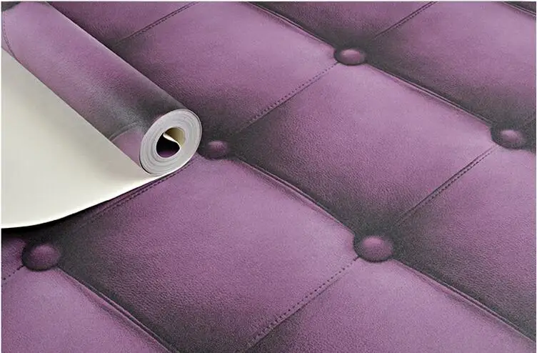 Beibehang Фиолетовый Имитация кожи узор мягкая посылка 3D кубики квадратной сетки обои K ТВ фон спальня гостиная