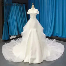 Erosebridal Новое поступление белое свадебное платье роскошное свадебное платье с открытыми плечами женское платье невесты атласное платье vestido de noiva