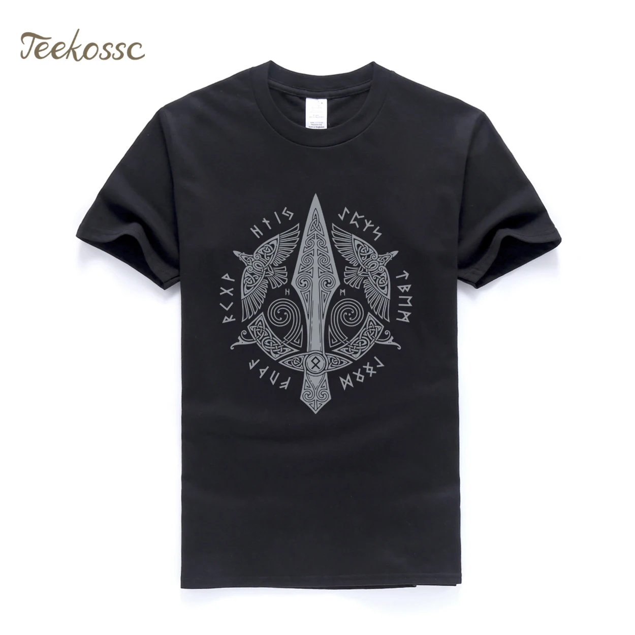 Odin Vikings T Shirt Men Scandinavian Runes Valhalla
