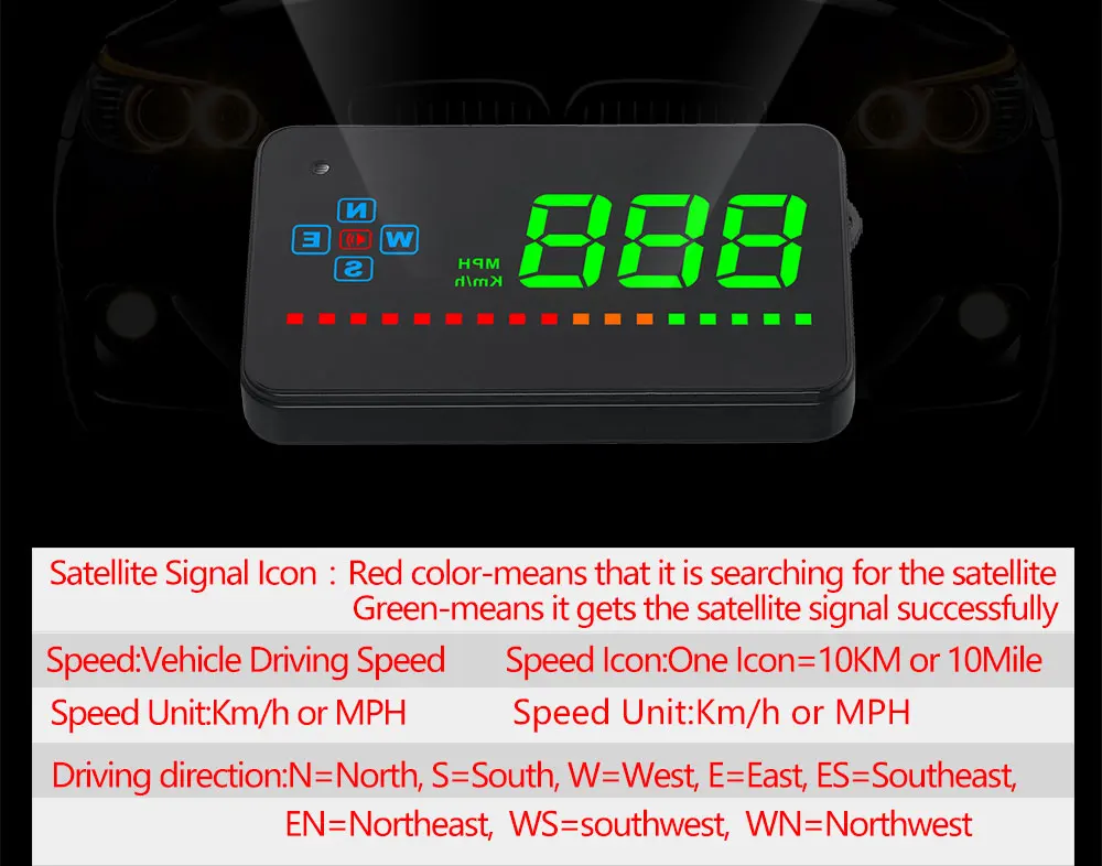 Compatible with All Car Speed Projector GPS Digital Car Speedometer A2