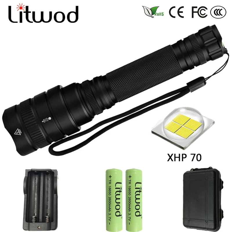 

Litwod Z201515 LED XHP70 flashlight 20000LM Waterproof Zoomable torch Camping Powerful Aluminum alloy Lantern For Riding light