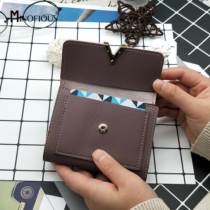 MINOFIOUS Матовый кожаный маленький женский кошелек Брендовые женские Мини кошельки