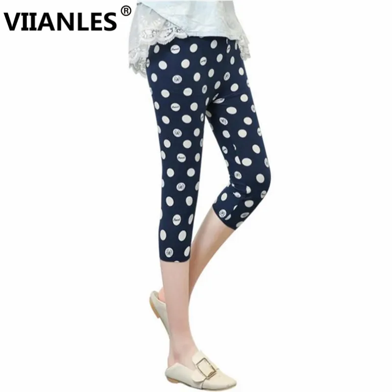 

VIIANLES Summer Short leggings Star Floral Printing Leggings Ladies Leggings Casual Leggins Elastic Cropped Pants Capris Jeggin