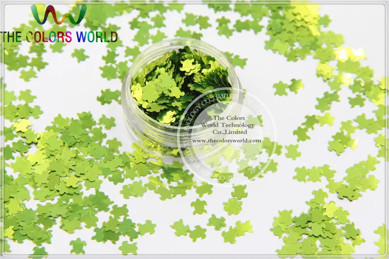 

Solvent Resistant Solid Light Green Color Turtle Animal Shape Glitter for Nail Polish and DIY decoration 1Pack =50g