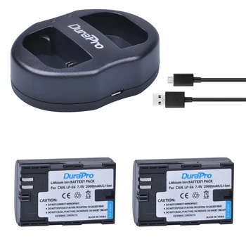 

2pc 2000mAh LP-E6 LP-E6N LP E6 LPE6 Camera Battery + USB Dual Charger For Canon 5D Mark II III 7D 60D EOS 6D