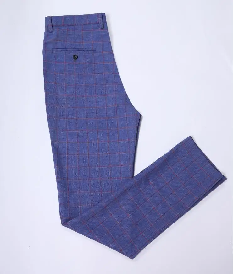 Британский Стиль шерстяное твидовое клетчатое Для мужчин Slim Fit Брюки Пользовательские шаферы, Женихи tuxedso штаны Для мужчин s свадебные Костюмные брюки - Цвет: as picture