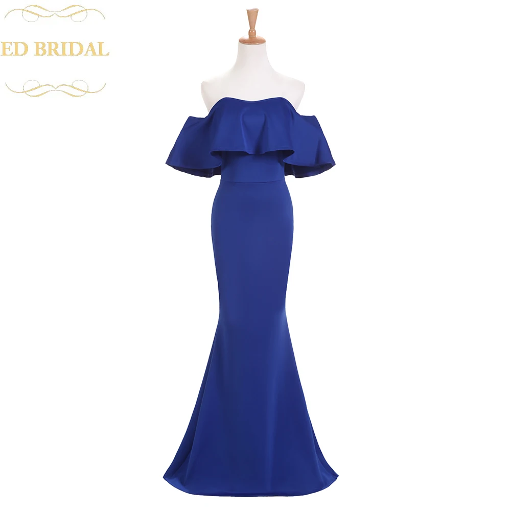 

Off the Shoulder Short Sleeves Jersey Stretchable Mermaid Evening Dress Long Formal Evening Gown Formal Prom Dress