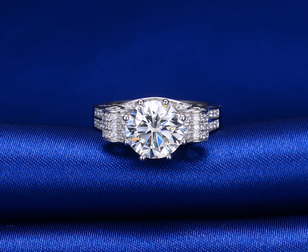 Королевский дизайнер 3Ct классические Stlye алмазные полосы для женщин Изысканные оригинальные украшения 925 серебро женское кольцо