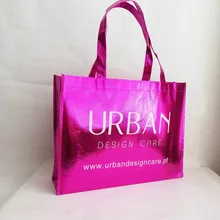 500 шт/партия фуксия многоразовые Роскошные Металлические Ламинированные Нетканые хозяйственные сумки мешочек для украшений напечатанные продуктовые сумки