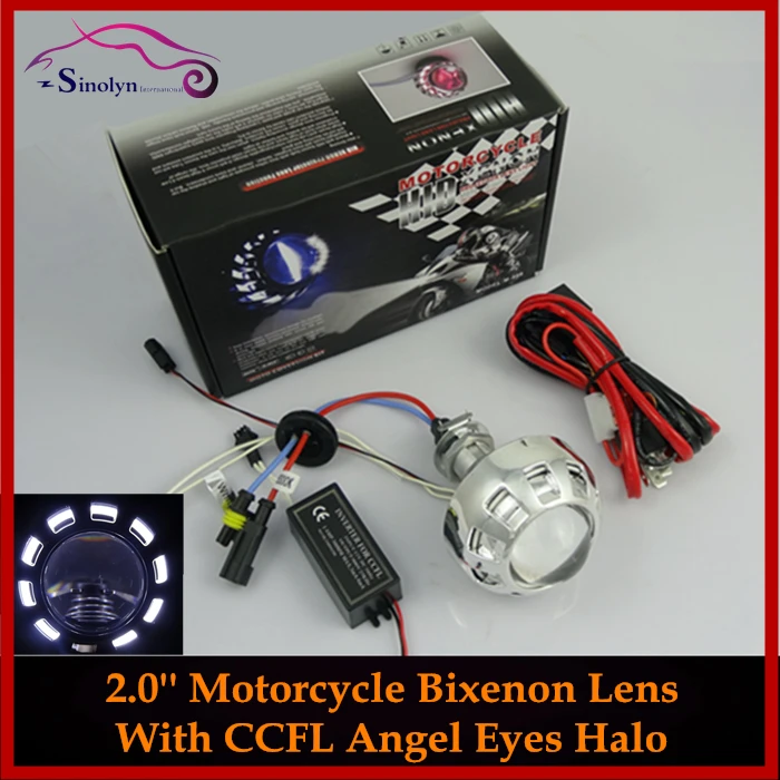 

Motorcycle Headlight Mini 2.0 inch CCFL Angel Eye HID Bi xenon Lens Projector Xenon Headlamp Light Retrofit Kit H4 H7 Motorcross