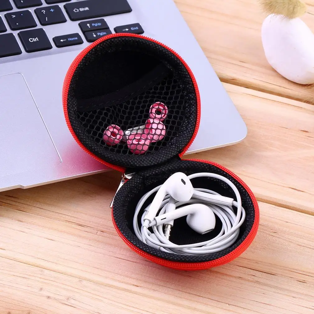 7 Colors PU leather Zipper Protective Headphone case Pouch Earphone Storage bag Soft Headset Earbuds box Usb cable organizer