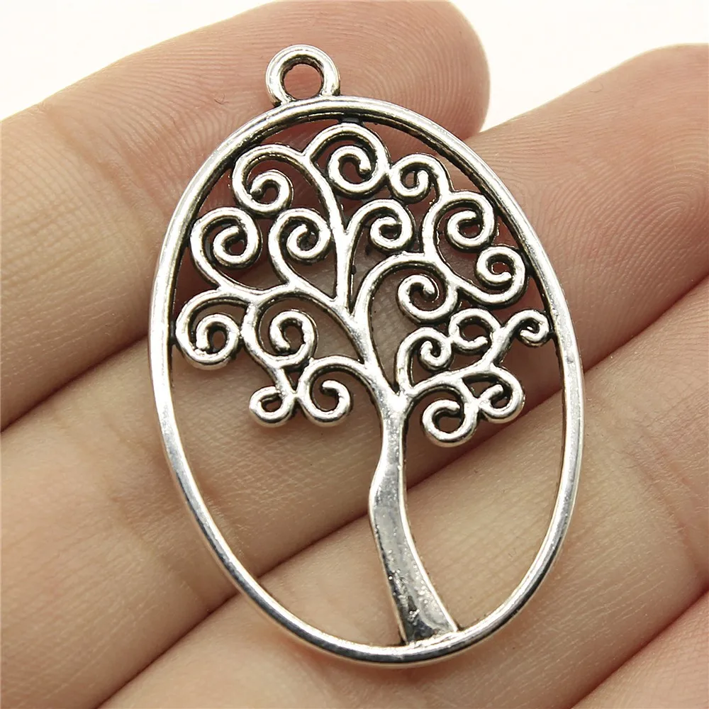 

WYSIWYG 4pcs 40x27mm Pendant Oval Tree Oval Tree Charm Pendants For Jewelry Making Antique Silver Oval Tree Pendant Charm