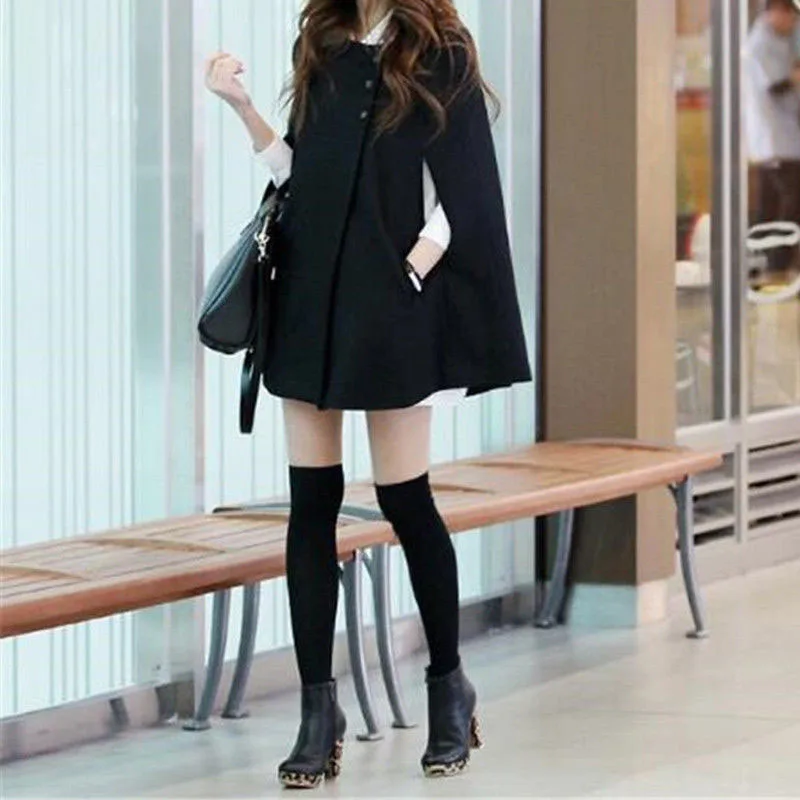 

Jacket Coat Women Loose Cloak Batwing Poncho Winter Warm Cape Parka Casual Stylish Fashion