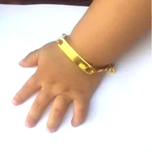 Amgj детский браслет заполненный золотом цепочка Figaro Гладкий Браслет ID для маленьких мальчиков и девочек 8 мм 22 см SLBXG6