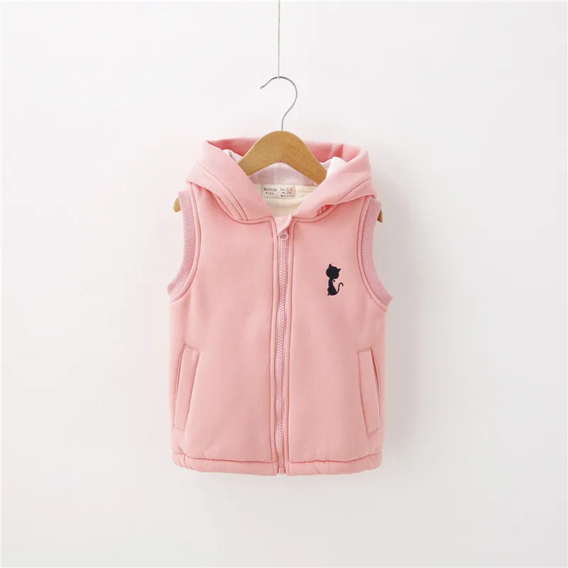 Child thickening vest autumn and winter plus velvet male female child pure cotton vest kitten baby