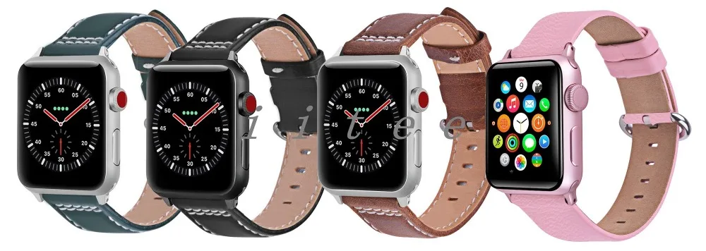 

Retro Genuine Leather Replacement Band with Metal Clasp Buckle for Apple Watch Series 4/3/2/1 38mm 42mm