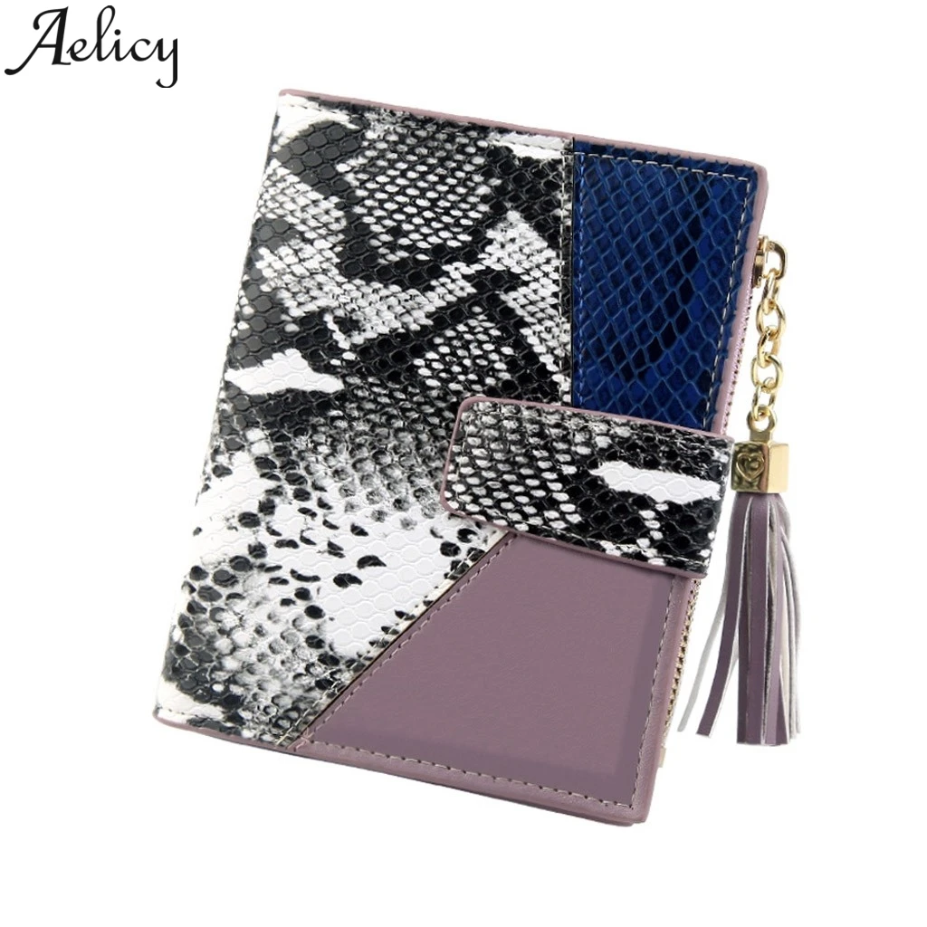 

Aelicy Fashion Fringed Leopard Snake Pattern Cute Sexy Leather Wallet Wallet For Credit Cards And Coins Wallet Women Small