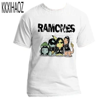 KKXIHAOZ Vintage Impresión Digital Ramones Logo Retro Punk Rock americano Banda de Música Tour camiseta Biker hombres Tees Tops de MJ